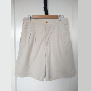 Armani Ivory Cotton Pleated Shorts (33 Waist)